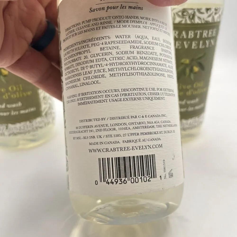 3 Crabtree Evelyn OLIVE OIL Luxury Hand Wash Soap 16.9 oz